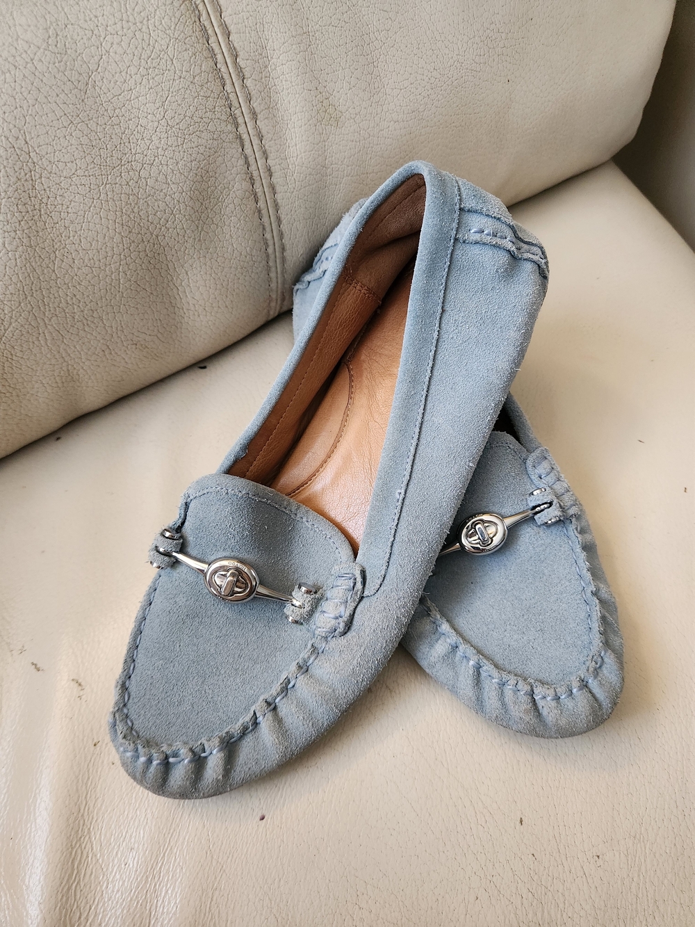 Coach Light Blue Suede Women's Loafers